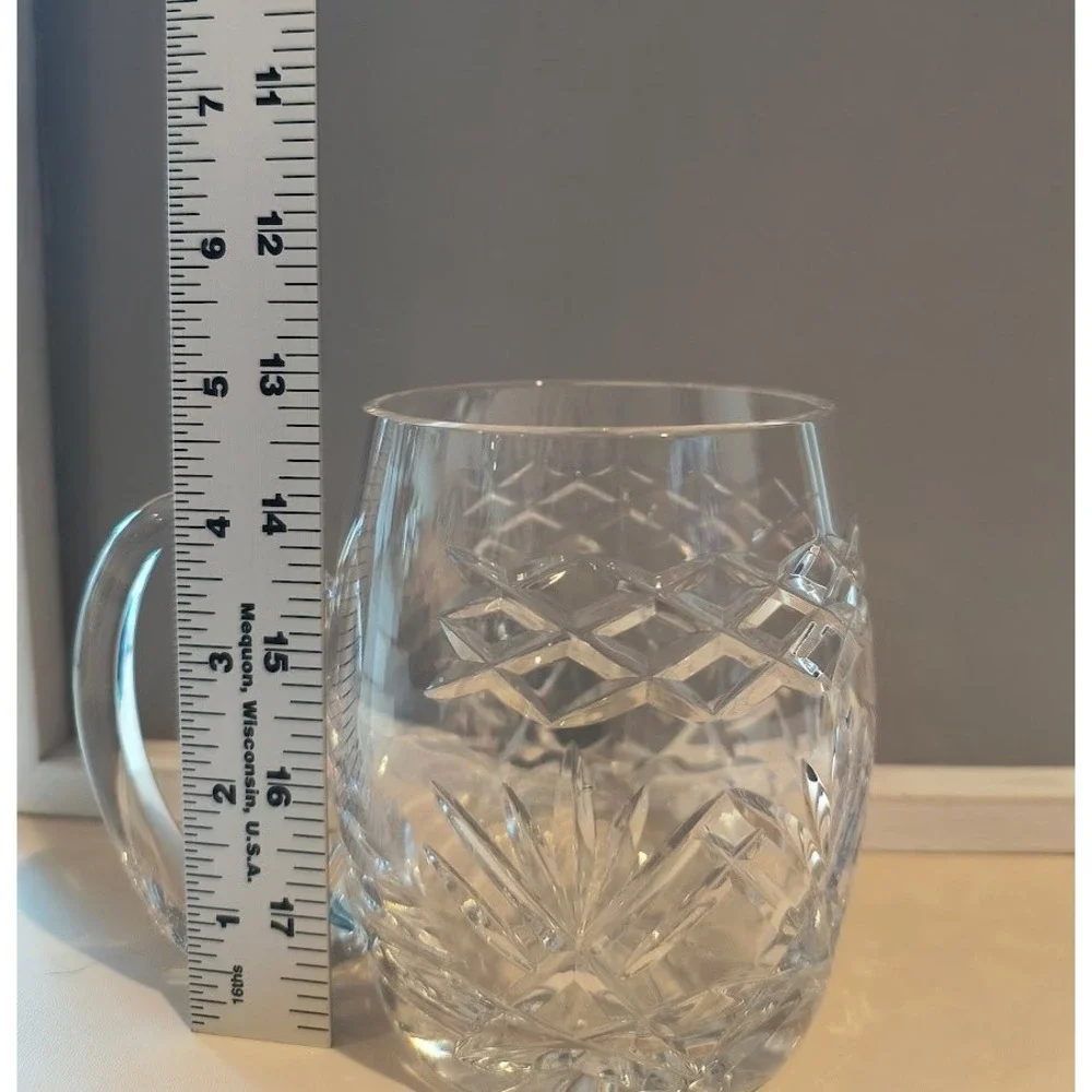 Crystal Beer‎ Mug Tankard Heavy Vintage Diamond Starburst Base Large Handle